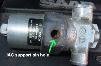 Saab 900s | Put the IAC over a container and spray carburator cleaner generously and get some inside the valve body. Repeat many time. Don't forget to wear goggles. Also it can damage your car paint.